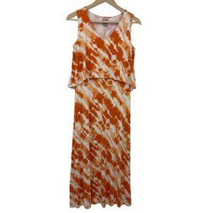 Chico's Tie Dye Maxi Stretch Sleeveless Dress Orange Size 0 (4/6) Small